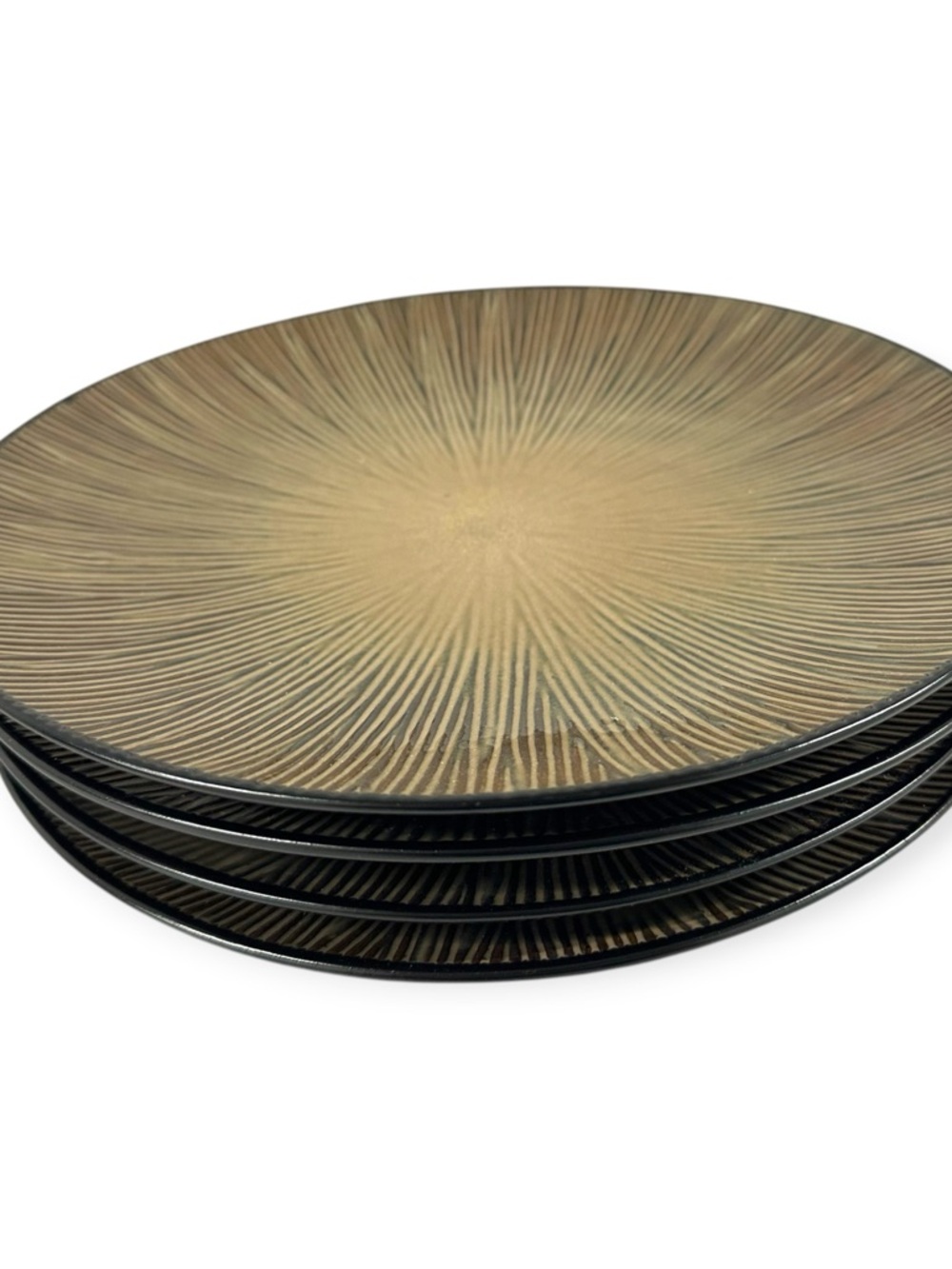 Home Trends Natural Serenity Dinner Plates 11. 3/4”  Tan Sunburst Set Of 4 - Picture 8 of 12